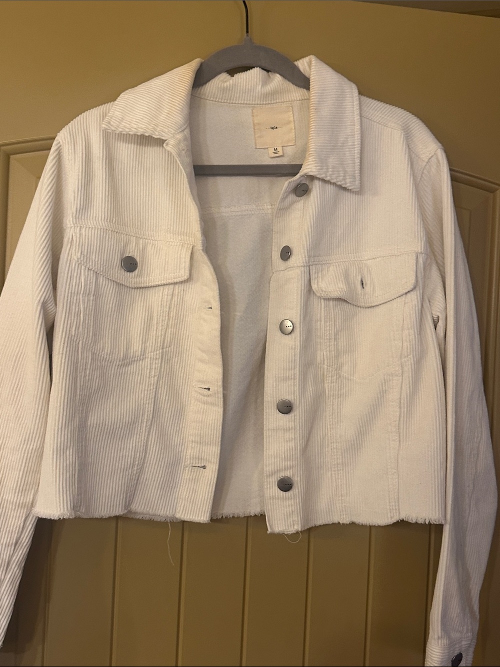 Women's White Corduroy Button-Front Jacket